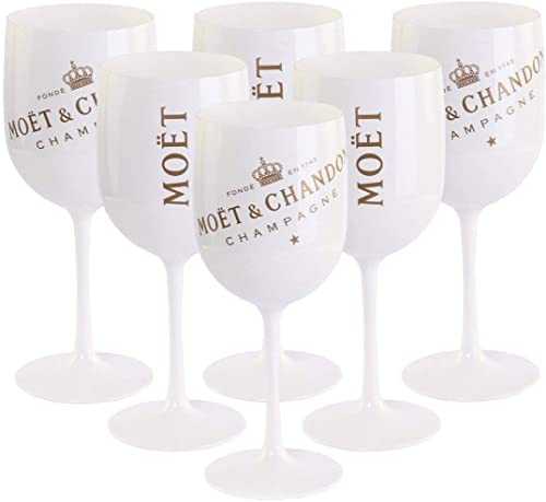 6 x Moët & Chandon Ice Impérial Champagne Acrylic-Glasses Flutes Cups Cup Mug Goblets including Set of Paper-Coasters
