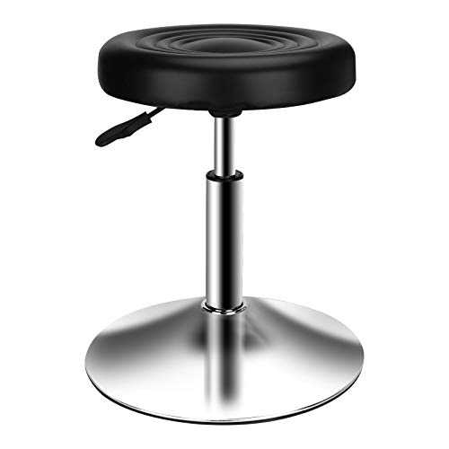 QiCheng&LYS Round Bar Stool PU Leather, Dining Chair Dressing stool, Soft StoolAdjustable Swivel Gas Lift, for Office Working Counter Kitchen and Home (Black)