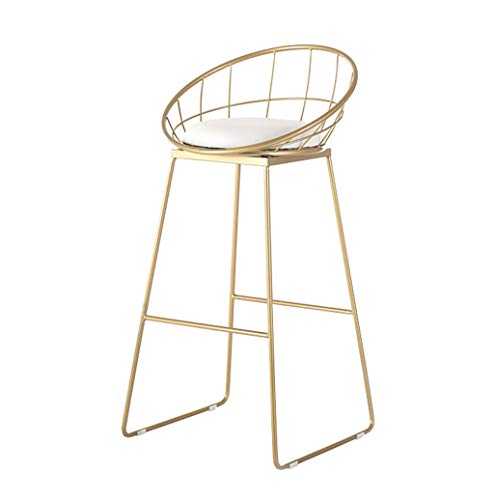 J-HOME Barstools Bar Stool Wrought Iron High Stool Modern Breakfast Chair As Stool for Kitchen Metal Hollow Nordic Bar Chair Max Load 300kg for Kitchen | Pub | Café (Color : Gold, Size : 83CM)