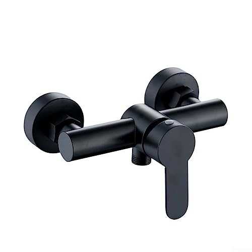 HEIBTENY Bath Fittings, Wall Mounted Shower Mixer Tap, Shower Fitting, Black, Stainless Steel Shower Fitting, Water Heater, Shower Mixer Valve Switch with G1/2 Inch Interface