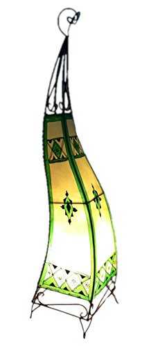 Painted Moroccan Henna Floor Lamp- S Shape Square - Green 100CM