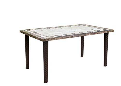 GTH Dining Table, Steel, Multicolor/Brown Marble, 150x90x73 cm