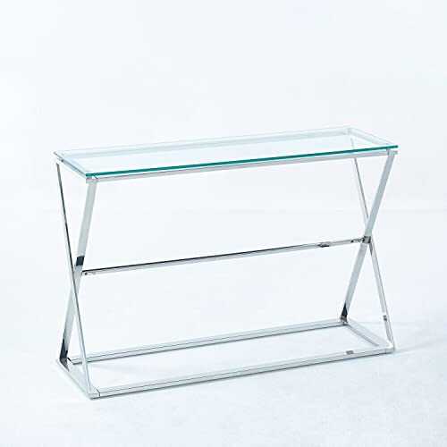 ZLLY Living Room Corridor End Table Console Table Modern Glass Console Table Hallway Living Room Side Table Chrome Legs Furniture