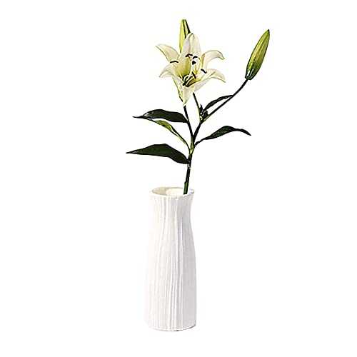 123 Life Plastic Vases for Flower, White Durable Modern Decorative Flower Vase for Living Room Office Wedding Decoration (White)