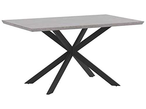 Beliani Industrial Dining Room Table Concrete Veneer MDF Tabletop Metal Legs Spectra