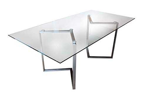 CHYRKA® Dining Room Table Dining Table Sokal Living Room Table Office Table Side Table Stainless Steel Dressing Table Modern Design Glass Desk (180 x 90 cm)