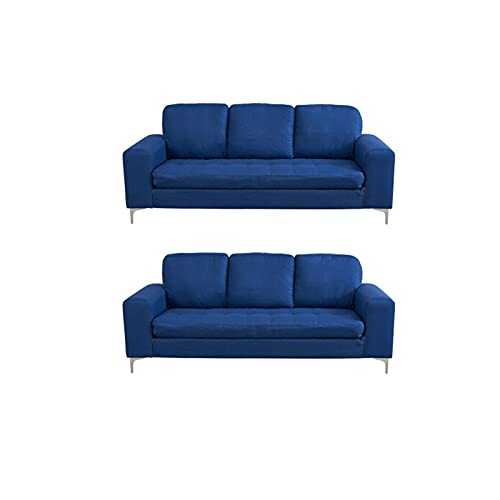 WSZMD L Shape Sofa Set Living Room Furniture Luxury 2/3 Seater Sofa With Footstool Fabric Cover - Stain Resistant Sturdy Steel Frame，sofa Bed (Color : 3 and 3 Seater Blue)