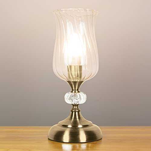 Anika 62480 Hurricane Table Lamp with Touch Activated Base / 3 Brightness Settings / Easy to Install Bulb / Antique Brass Effect Base / Mains Powered / 28 x 12.5cm