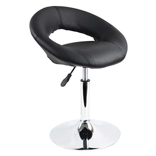 FURWOO PU Leather Low Bar Chair Height Adjustable Swivel Hollow Backrest Semi-enclosed Backrest for Barber Shop Counter Home Kitchen Front Desk Cashier Beauty Nail Salon Stool(Black)