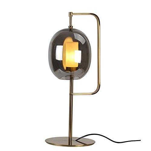 DIELUNY Table lamp LED Table Lamp Warm Light Hardware Living Room Glass Bed Bedroom Designer Model Room Table Lamp (Color : Golden Warm Light)