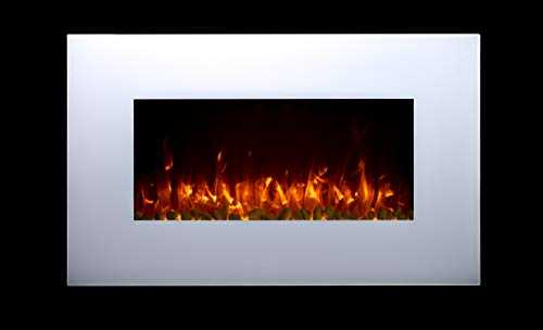 TruFlame 2021 NEW PREMIUM PRODUCT 36inch White Wall Mounted Electric Fire with 10 colour Flames (Pebbles, Logs and Crystals)!