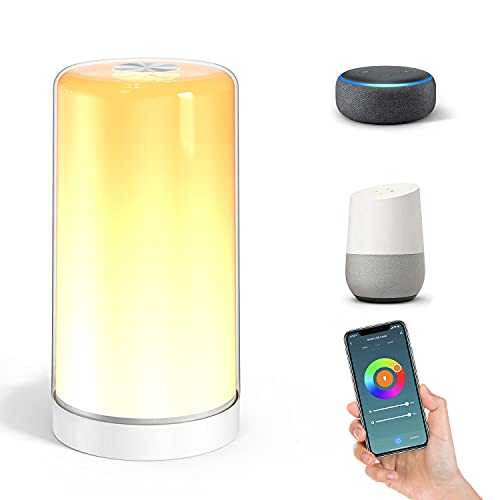 Tig Fox Bedside Smart Table Lamp, Compatible with Alexa & Google Home Color Changing Lamp, Dimmable Night Light with White Warm Light, APP Control for Living Room, Bedroom and Office