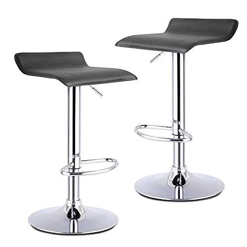 CAMORSA 2 x Bar Stools , kitchen Stools 360°Swivel Adjustable Height, Bar Stool with Chrome Footrest and Base Swivel, Gas Lift Stool for Kitchen, Living Room, Bar