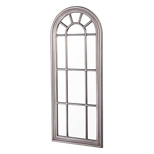 South Row - Large (150cm) Palladian arched Window Mirror in Antique Silver, for a living room, bedroom or hallway