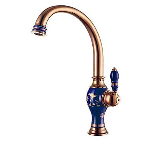 SHUMEISHOUT Solid forging, strong and durable Rose Gold Brass Ceramic and Brass Basin Faucet hot and Cold wash Kitchen Faucet Bathroom Shower Faucet Set tap Toilet Bath Mixer (Color : Kitchen Faucet)