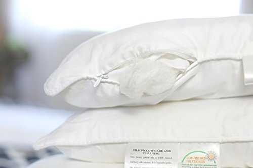 Silk Bedding Direct PAIR OF SILK-FILLED PILLOWS. Hypoallergenic. 58cm x 38cm / 23" x 15".