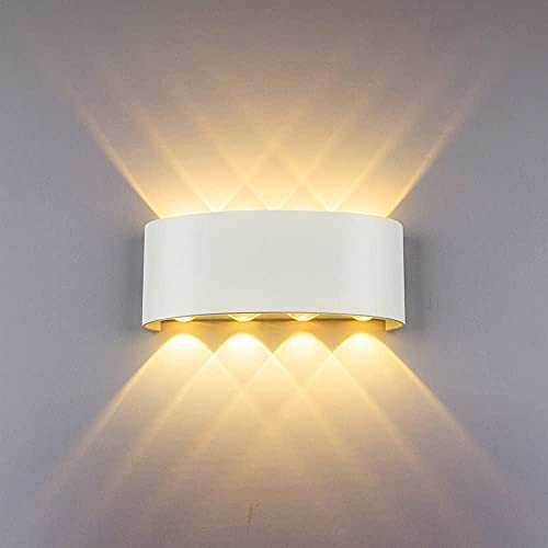 HYDONG Modern Wall Light 8W White LED Sconce Up Down Wall Lamp Aluminium LED Waterproof Spot Light Night Lamp for Living Room, Bedroom, Hallway, Bathroom Decorative Warm White Wall Wash Lights