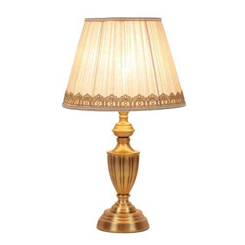 Stylish Golden Table Desk Lamp Mid-Century Antique Brass Finish Reading Lamp with Neutral Fabric Shade,Great for Office Living Room Side Table Bedside,22 inches (Color : Dimming switch)