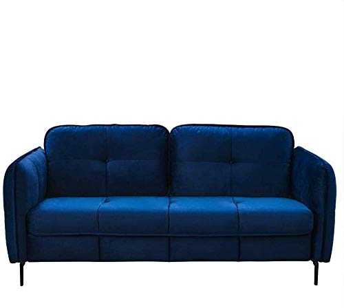 YRRA Sofas Velvet Blue Sofa 3 Seater Modern Sofa Settee Couch Seat Padded Compact for Living Room Home Furniture (Velvet Blue 3 Seater)-Velvet Blue_3 Seater