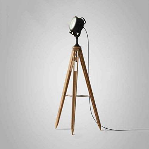 LKK-KK Floor Lamp, Stylish Vintage Retro Industrial Photography Film Studio Style Tripod Floor Lamp Wood and Frosted Lens Design - Design Fixture Lighting