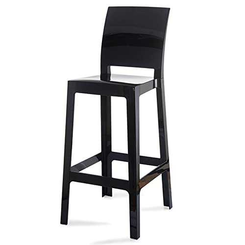 Single Bar Stools with Backs Transparent Crystal Furniture Modern Design, Ergonomic Streamlined High Bar Stools for Bar Counter, Kitchen and Home (3 Colors) (Color : Black, Size : 43x51x106cm)