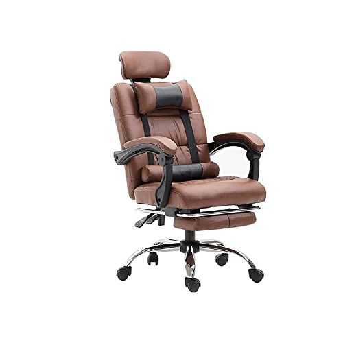 POCHY Home Work Chair Computer Gaming Chair Ergonomic Video Game Chair Reclining Office Chair Boss Chair Desk Chairs with Footstool Leather