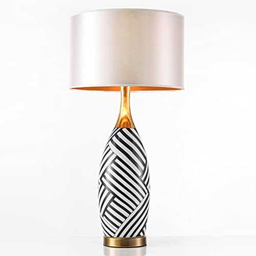 OMING Table Lamps Luxury Ceramic Bedside Table Lamp Simple Zebra Stripe Bedside Table Lamp Modern Creative Living Room Bedroom Bedside Lamp Decorative Lamp Modern Nightstand Light (Color : A)