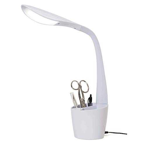 PURElite Professional Hobby Table Desk LED Lamp, Accessory Storage Pot - White