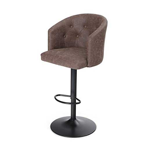 PHIVILLA Height Adjustable Rotating Bar Stool, Bar Chair Counter Stool, PU Leather with Backrest and Footrest, Hugging Feeling Counter Stool for Kitchen, Cafe, Office