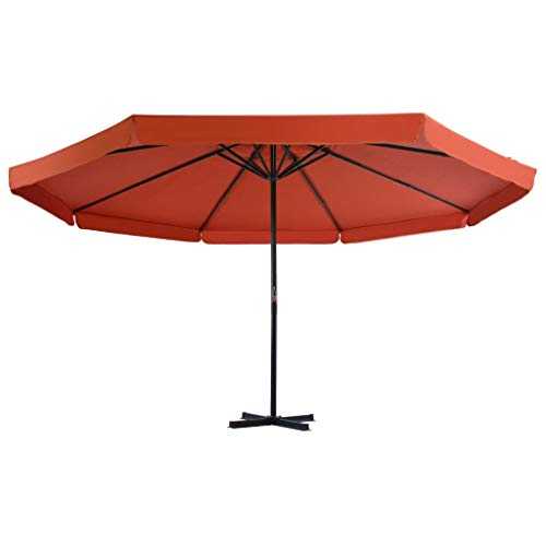 Tidyard Outdoor Umbrella Garden Sunshade with Portable Base Patio Parasol with Stand Terracotta