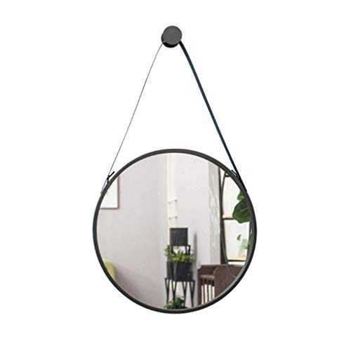 XWZH Mirrors for Wall Mirrors for Living Room Wall-Mounted Mirror Round Metal Frame Decoration for Bedroom/Bathroom/Vanity Mirror Fashion Concise with Hanging Fixings (Color : Black, Size : 70cm)