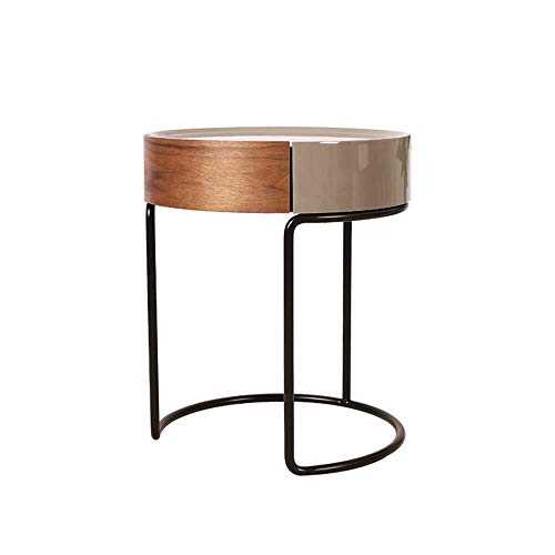 Accent Table Nightstand Bedroom Dining Table Nordic Side Small Round Table | Sofa Side Cabinet | Light Bedside Table | Modern Minimalist Small Coffee Table | Walnut Round Desk Small Table