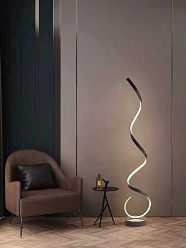 SHENGXUAN Floor Lamp Dimmable with Remote Control LED Spiral Standing Lamp, 3 Color Temperatures, Pedal Switches, 25W, 140cm, Modern Floor Light for Living Room, Bedroom, Office, Study,Chrome