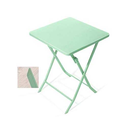Coffee Tables Side Table, Metal Folding Small Square Table, Bedroom Coffee Table, Suitable for Kitchen Inn (2 Colors) (Color : Green)