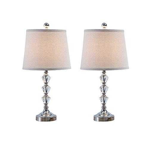 U'Artlines Bedside Table Lamp, Nightstand Crystal Lamps Elegant Modern Decorative Bedroom Light for Living Room Guest Room(Set of 2)