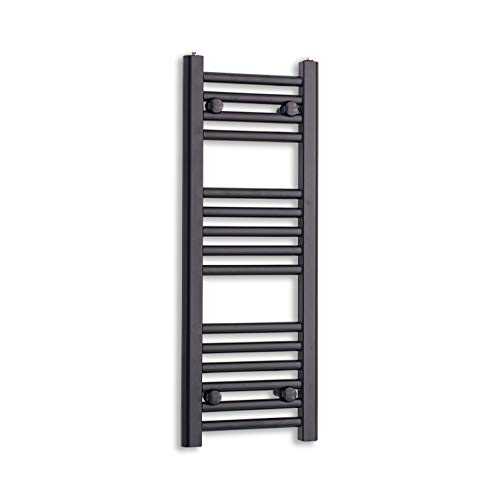 companyblue 300mm Wide Black Heated Towel Rail Radiator Flat Ladder for Stylish Bathroom (800mm High)