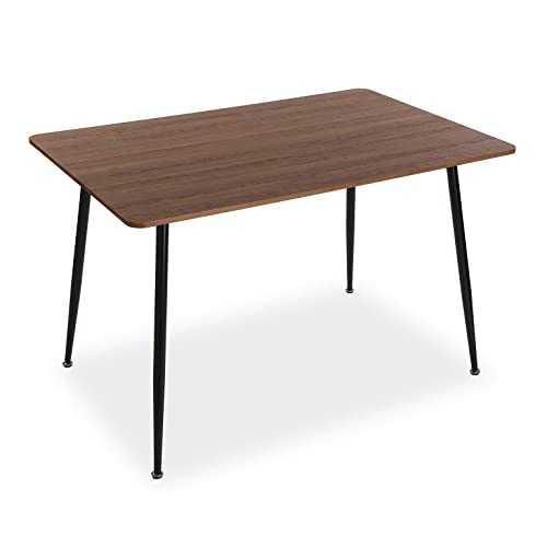 Versa Iulia Table for Kitchen, Patio, Garden or Dining Room, H 75 x W 80 x D 120 cm, Wood, PVC and Metal, Brown and Black, 120 x 80