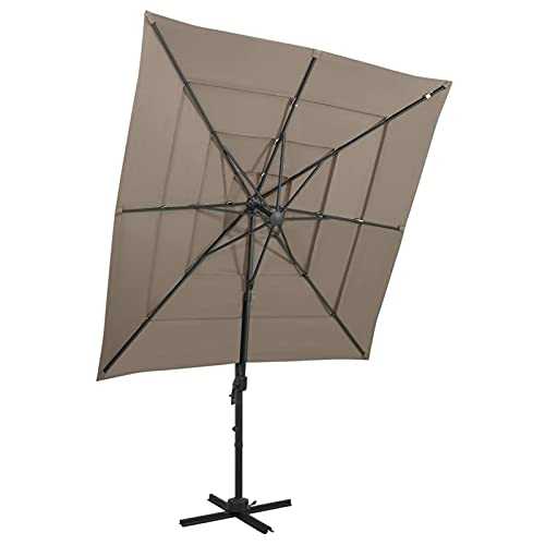 Gawany 4-Tier Parasol Garden Parasol Umbrella with Aluminium Pole, Includes 8 Aluminium Ribs, Taupe 250x250 cm
