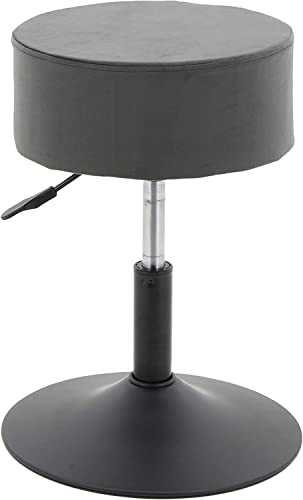 HNNHOME® Swivel Breakfast Kitchen Bar Stool Chair Height Adjustable Barstool Dressing table Stool Chair (Charcoal Grey, Velvet)