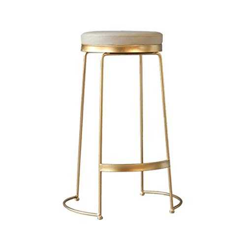 Stool home Portable Iron Art Bar Stool Dining Stool Bar Stool Bar Chair High Stool Casual High Chair Decorative Stool High chair (Color : Gold, Size : 65CM)