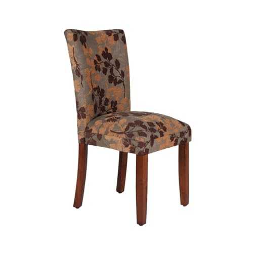 HomePop Classic Dining Chair, Textile, Brown Sage Leaf, Single Pack