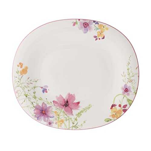 Villeroy & Boch Mariefleur Basic Oval Dinner Plate, 29 x 25 cm, Premium Porcelain, White/Multicoloured