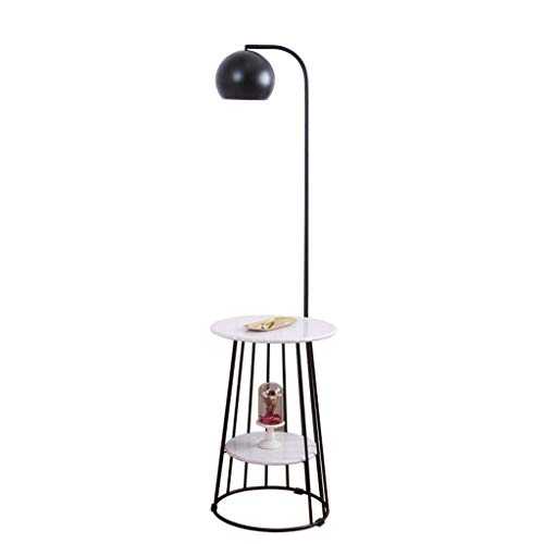 YQGOO Iron Floor Lamp, Marble Shelf Standing Lamp for Living Room Bedroom Study Room Light (Color : Black)