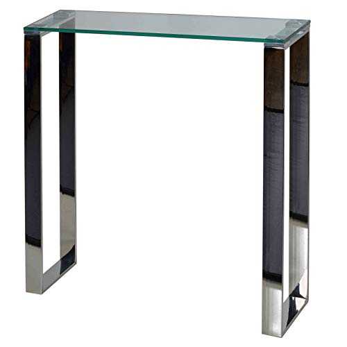Cortesi Home Small Entry Way Console Contemporary Glass and Stainless Steel Finish, Accent Table, 28 in Wide
