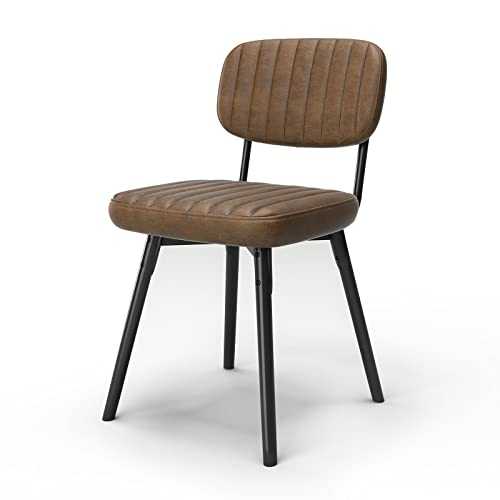 Dripex Dining Chair Kitchen Chair with PU Cushion Seat Back Modern Living Room Side Chair with Beech Legs Brown