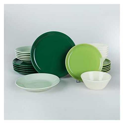 Zholuzl Easy to clean Gradient Green Dinnerware 24 Pieces Dinner Plates Compatible with 6 People Tableware Serving Platter Meals Stamping Plates Platter High-end custom (Color : Gradient Green)