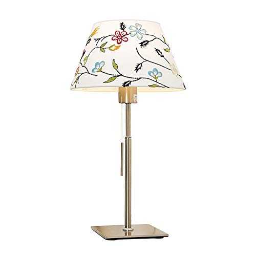YUHUAWF Bedside Lamp Table Lamp Chrome-plated Metal Lamp Body with Colorful Pattern Decorative Fabric Lampshade for Living Room Bedside Table Desk Lamps for Bedroom Kids Room Office Dimmable