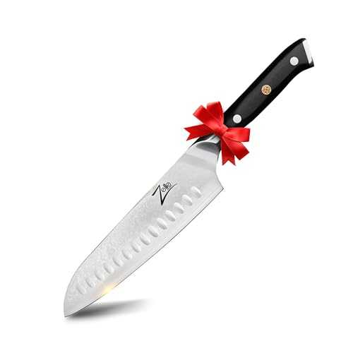 ZELITE INFINITY Santoku Knife 7 Inch - Alpha-Royal Series - Best Quality Japanese AUS10 Super Steel 67 Layer High Carbon Stainless Steel, Incredible G10 Handle, Full-Tang, Razor Sharp Chef Blade