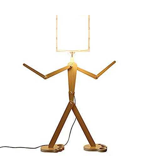 Creative Modern Floor Lamp with Shade for Living Room Wood Home Decorative Tall Standing Light Adjustable Swing Arm Lamps 110cm Unique Design DIY Man Lamps