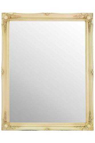 VERY LARGE WARM CREAM (not distressed) Finish Overmantle or Wall MIRROR complete with Premium Quality Pilkington's Glass - Very Large Size: 36 inches x 46 inches (92cm x 117cm) - ITV Show Supplier - BEST PRICE ON AMAZON - ONLY AVAILABLE FROM SHABBY CHIC M
